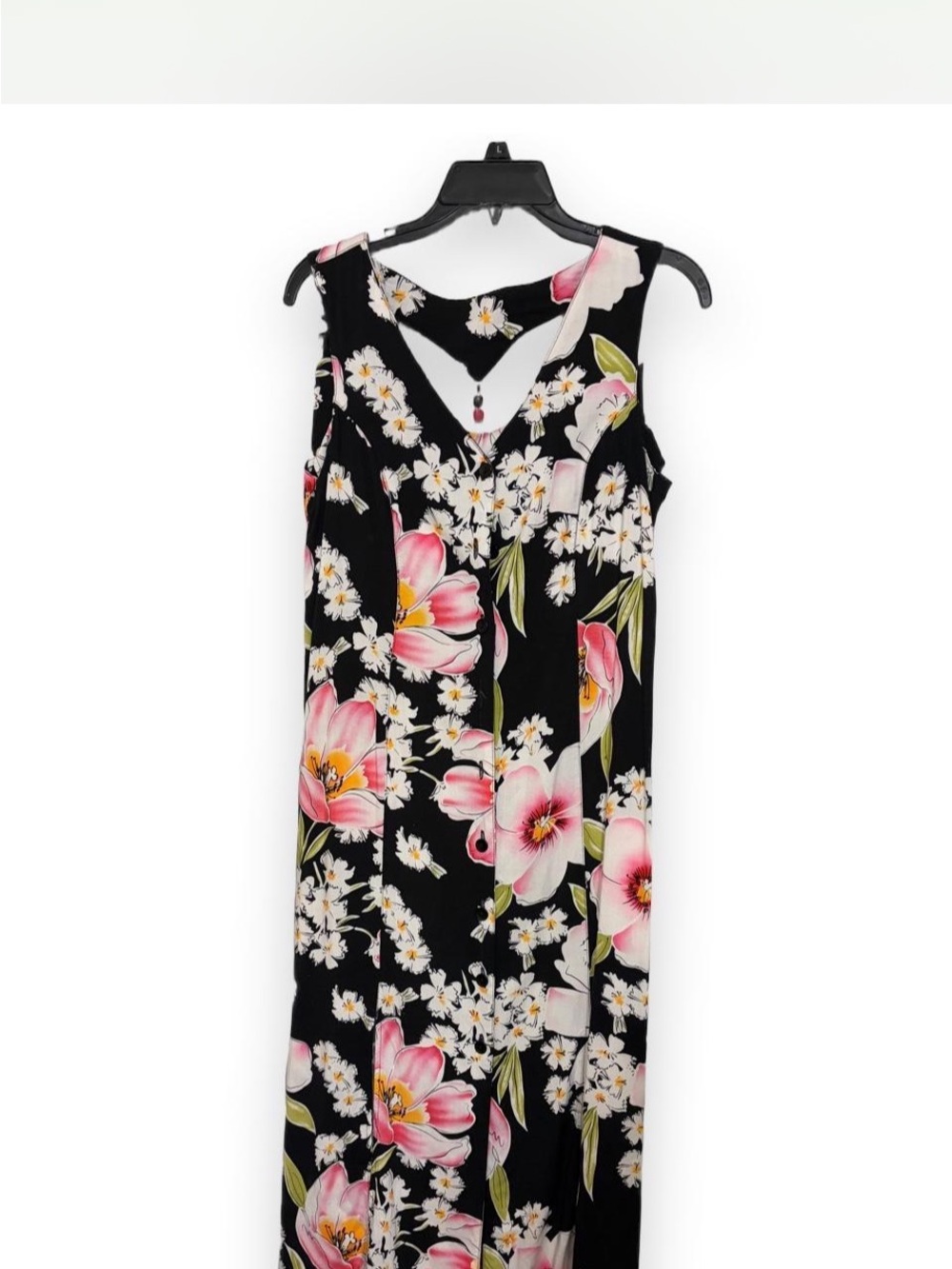 Erika Black Maxi Dress with Pink & White Floral Print
